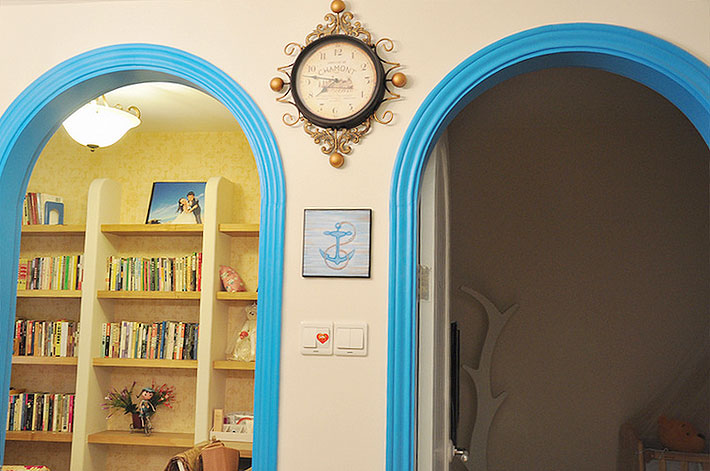 地中海风格公寓书房拱形门框效果图