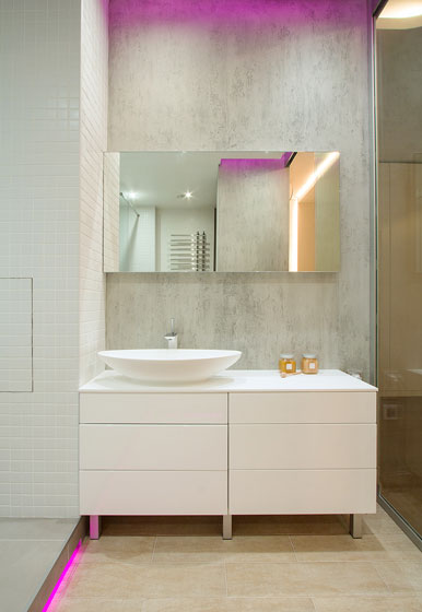 RGB灯光独特设计 跟随你的情绪转变 120平米装修,简约风格,灯光,洗手台,浴室柜