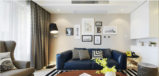 现代风格两室一厅公寓20平米客厅沙发搭配效果图