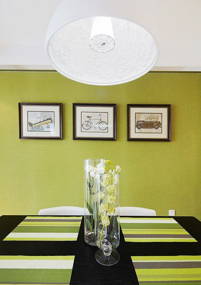 美式风格公寓10平米餐厅抹茶绿背景墙效果图