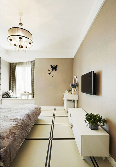 美式风格三室一厅20平米卧室灯具软装效果图