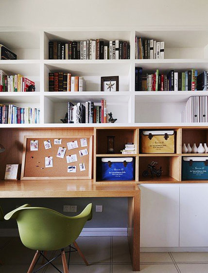 现代美式风格两室两厅10平米书房书柜效果图