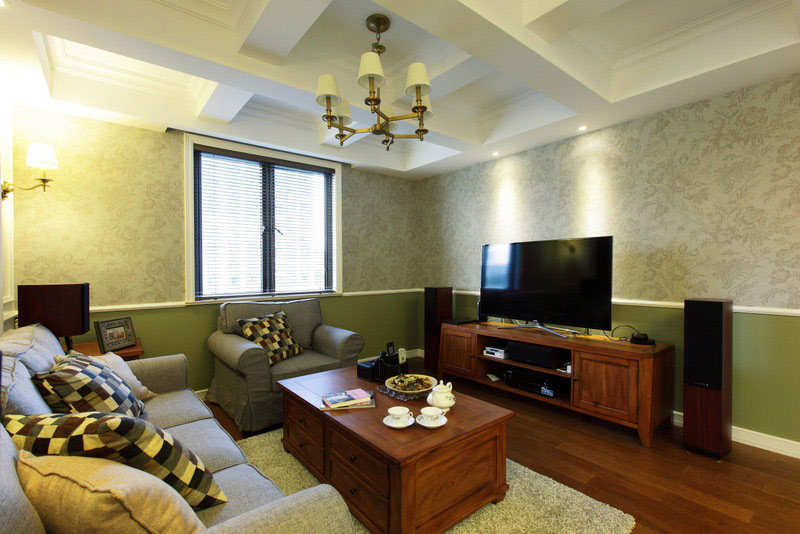 法式田园风格三室两厅公寓20平米客厅沙发软装效果图
