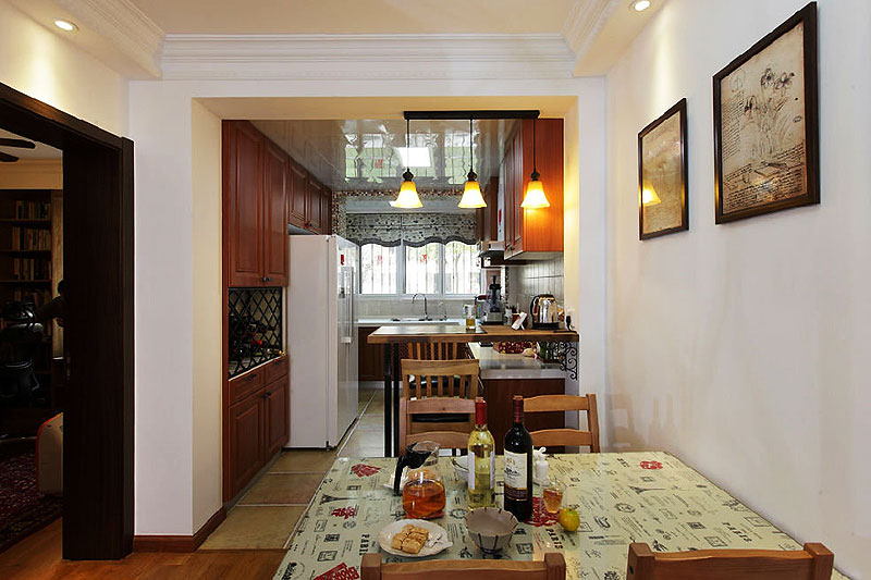 现代美式风二居室开放式厨房装修效果图
