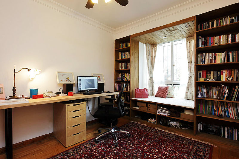 现代美式二居室次卧书房装修效果图