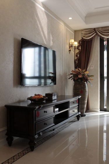 欧式风格公寓20平客厅电视柜搭配效果图