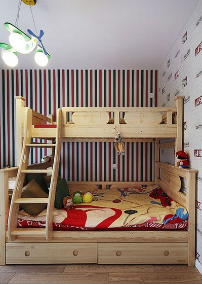 清新美式风二居室儿童房上下床装修效果图