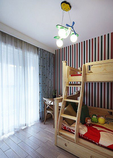 清新美式二居室儿童房壁纸装修效果图