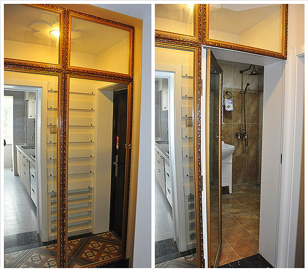 韩式风格两室两厅玄关玻璃门装修设计效果图