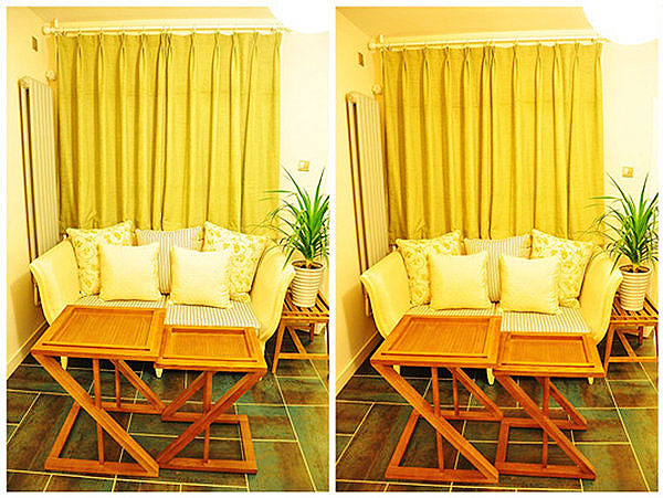 东南亚风格两室一厅20平客厅实木折叠凳效果图