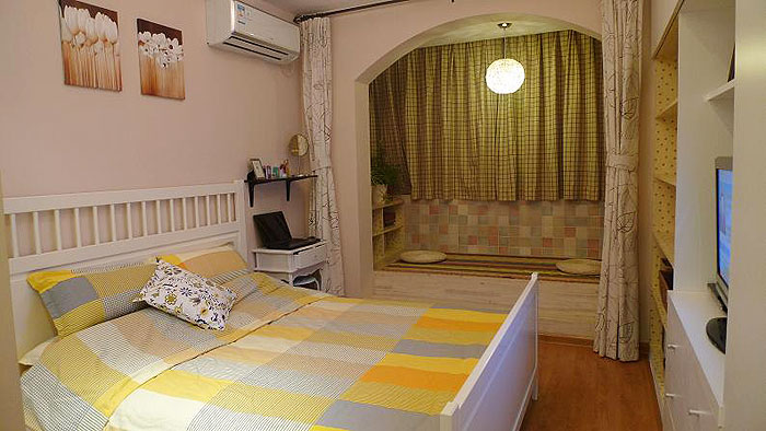 欧式田园风格两室一厅小户型10平米卧室软装效果图