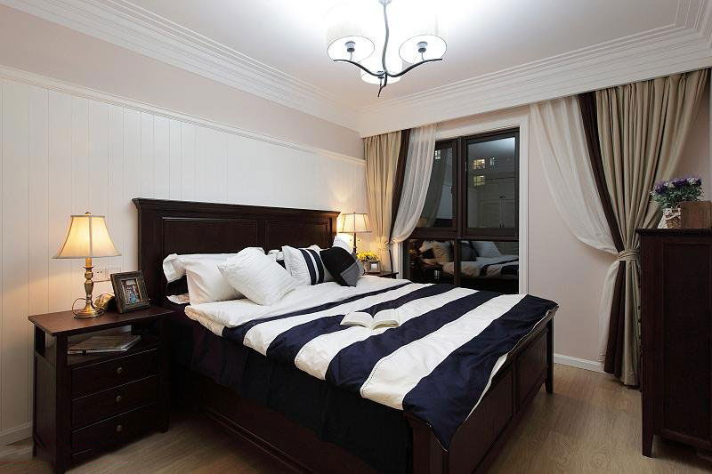 温暖舒适的新家 127平简约美式三居 ,三居室装修,简约风格,美式风格,舒适,120平米装修,卧室