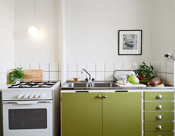 巧妙点缀空间 33平米翠绿单身公寓 ,小户型装修,超小户型,绿色,现代简约风格,日式风格,小清新,单身公寓,厨房