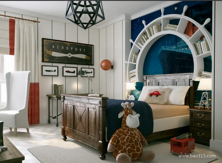 90平米三居室现代风格儿童房装修效果图-现代风格儿童床图片 