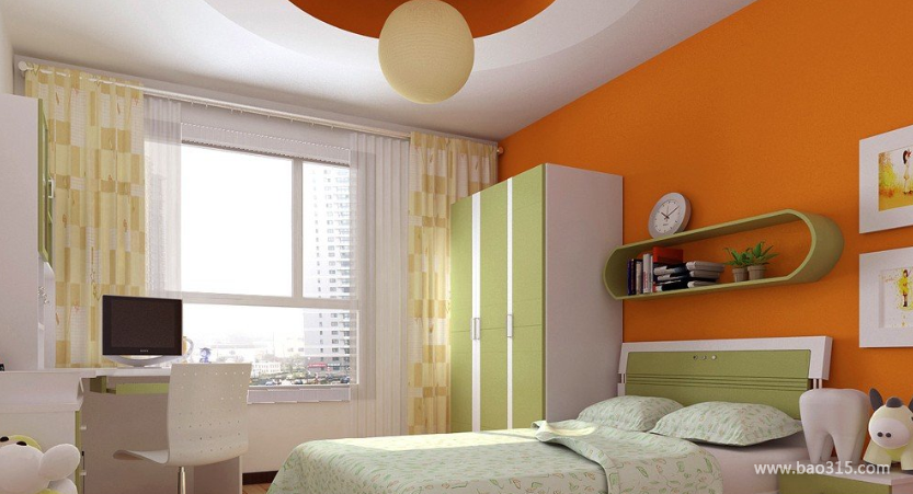 90平米三居室现代风格儿童卧室背景墙装修效果图-现代风格儿童床图片 