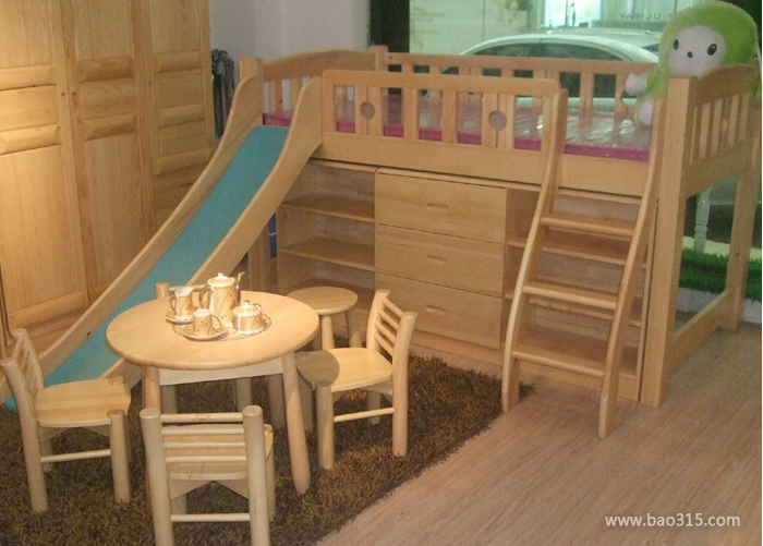 90平米三居室田园风格儿童房装修效果图-田园风格儿童床图片