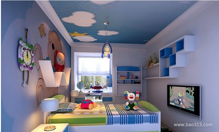 100平米复式楼地中海风格儿童房装修效果图-地中海风格儿童床图片