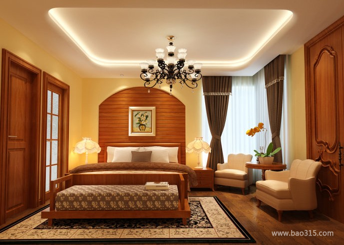 东南亚风格卧室背景墙装修效果图-东南亚风格床图片