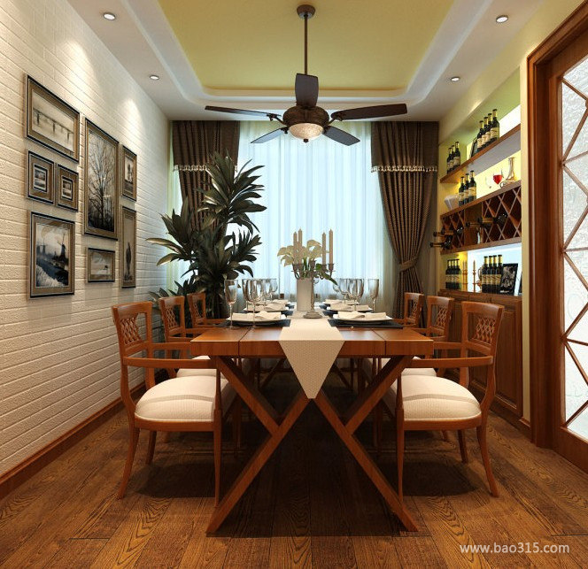 东南亚风格餐厅背景墙装修效果图-东南亚风格餐椅图片