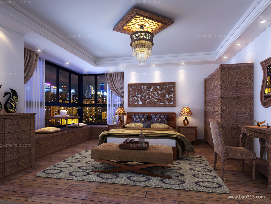 东南亚风格大户型别墅卧室装修效果图