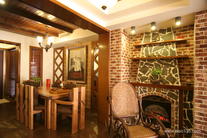 285㎡别墅东南亚风格餐厅吊顶装修图片-东南亚风格餐桌餐椅图片
