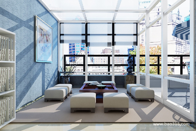 300m²现代简约风格阳光房装饰画装修效果图-现代简约风格椅凳图片