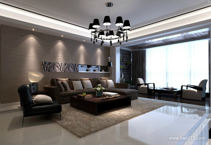 90㎡现代简约风格客厅沙发背景墙装修效果图-现代简约风格茶几图片
