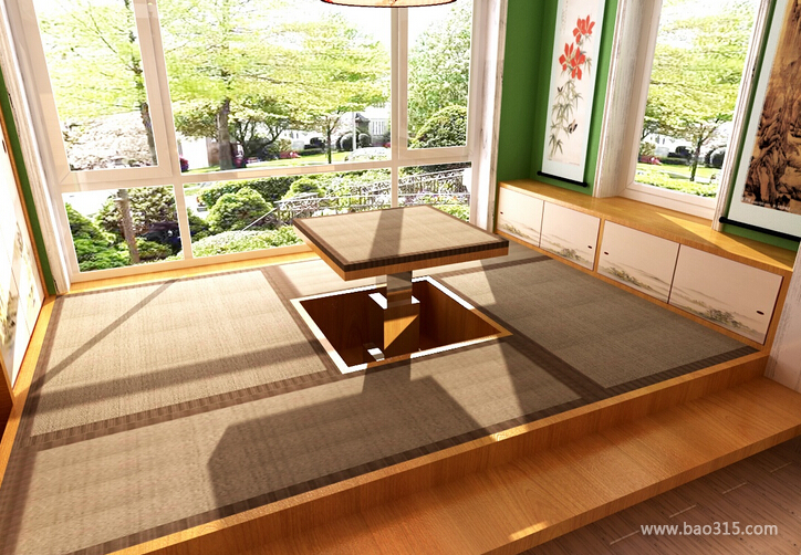 90平二居室日式风格阳台榻榻米装修效果图