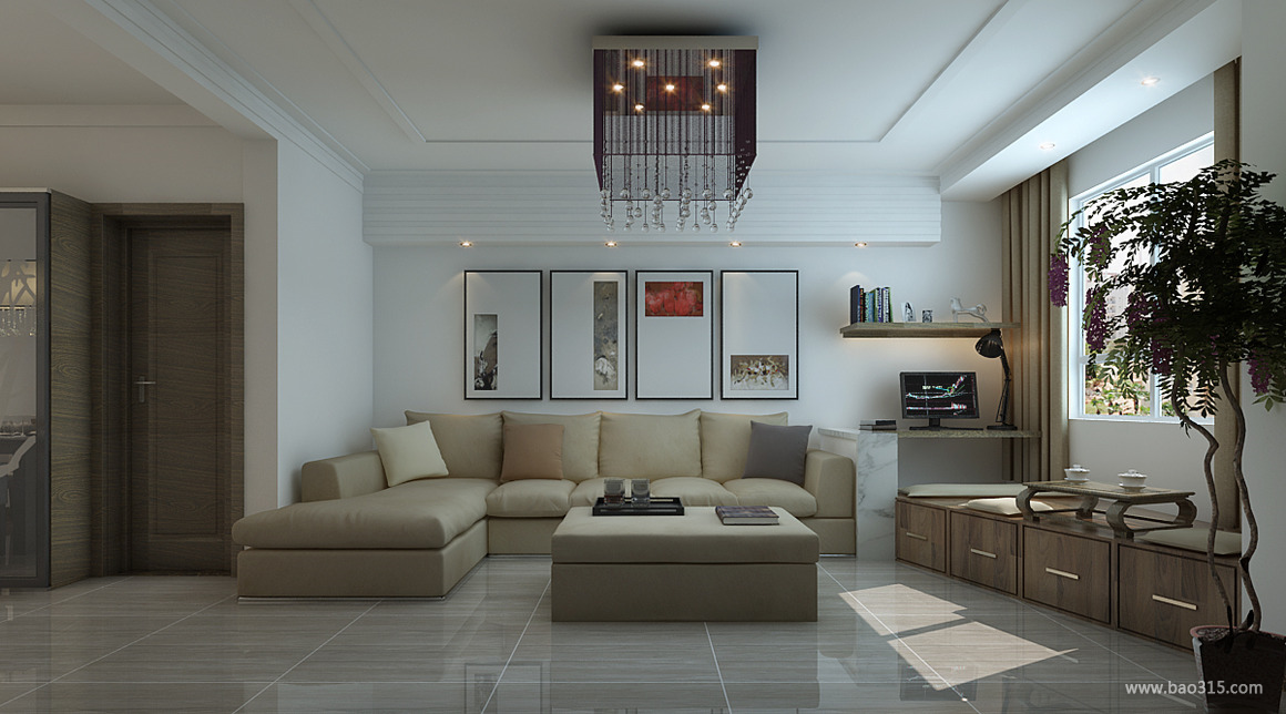 90m²现代风格二居客厅沙发背景墙装修效果图,现代风格沙发图片