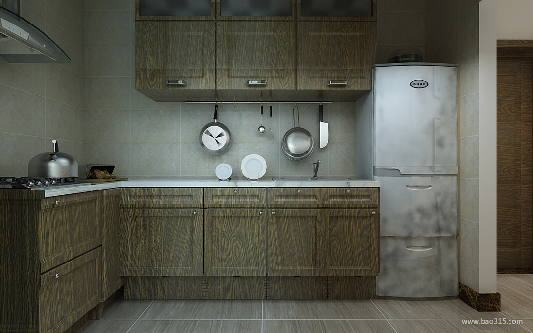 90m²现代风格二居厨房装修效果图,现代风格壁柜图片
