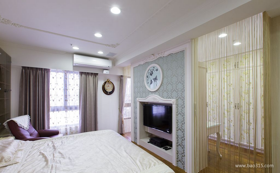 140平现代风格二居室卧室窗帘装修效果图