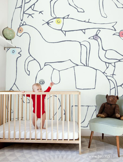 现代可爱儿童房墙面装修效果图