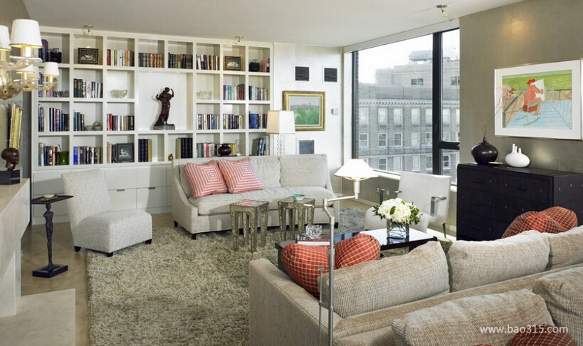现代美式风格公寓60平客厅装修效果图