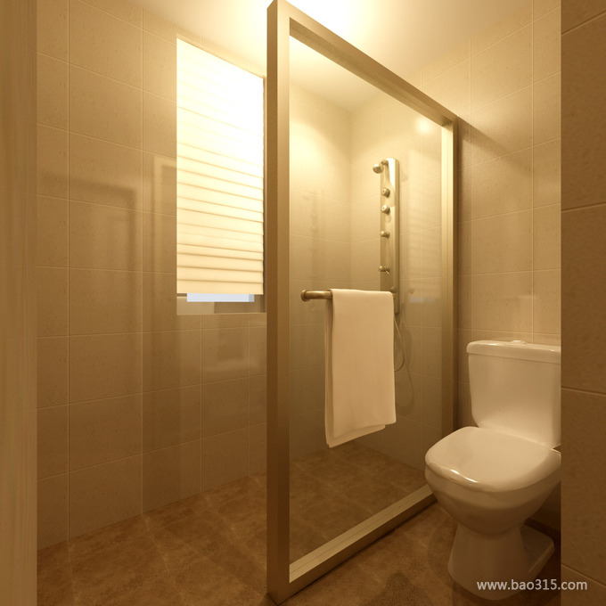 90㎡简约风格卫生间玻璃隔断装修效果图-简约风格淋浴房图片