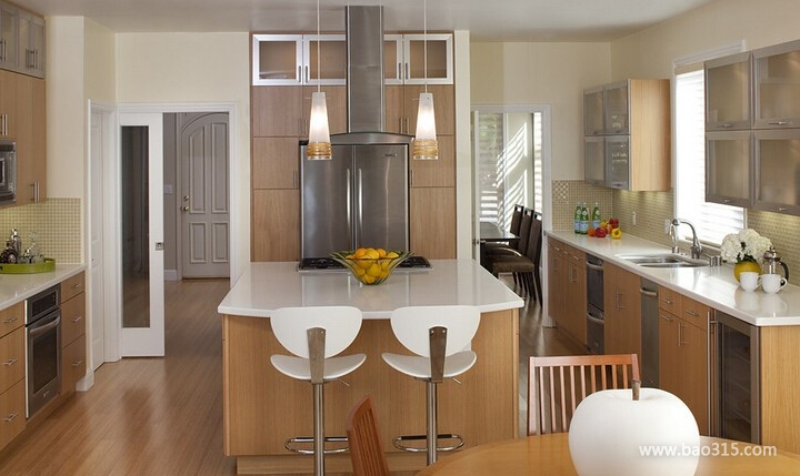 美式风格复式楼20平厨房橱柜装潢效果图