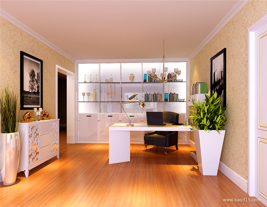 现代风格三室一厅10平米书房简约装潢效果图
