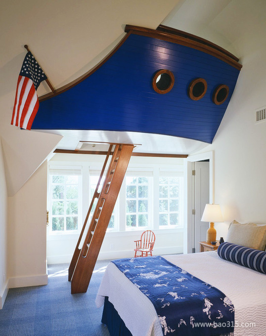 美式风格二居室蓝色特色儿童房装修效果图