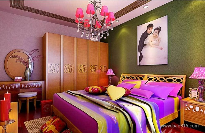 90㎡一居室简约中式风格卧室装修效果图-简约中式风格床头柜图片