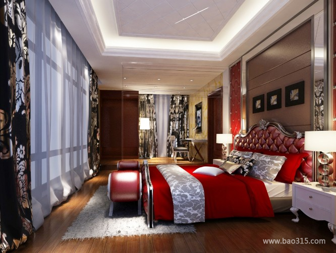 美式风格别墅卧室软装效果图