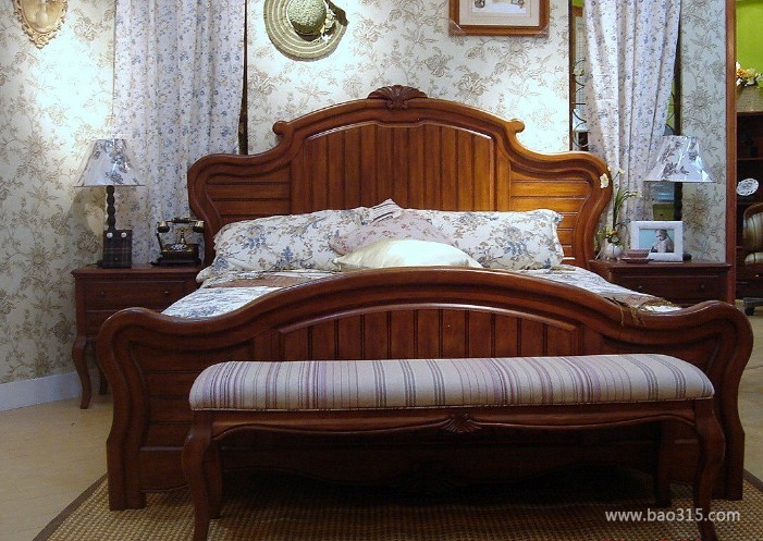 120平二居室大户型美式乡村风格婚房卧室装修效果图