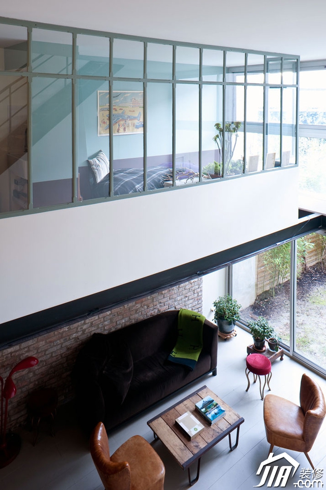 美式现代阁楼复式公寓挑高客厅装修效果图