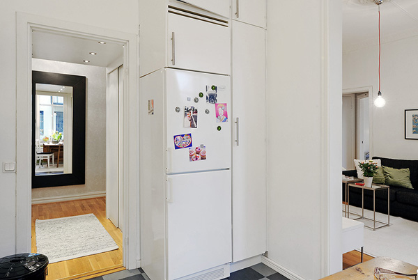 北欧风格两室一厅公寓走廊实木地板效果图