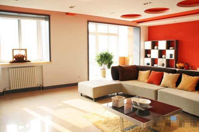 雅致公寓 玩转橙色简约风 复式装修,富裕型装修,简约风格,客厅,橙色,沙发,茶几,灯具,窗帘