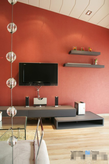 雅致公寓 玩转橙色简约风 复式装修,富裕型装修,简约风格,客厅,电视背景墙