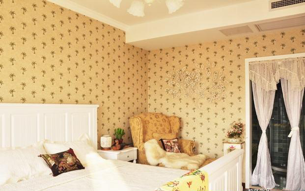 典雅大气简欧风复式卧室壁纸装修效果图
