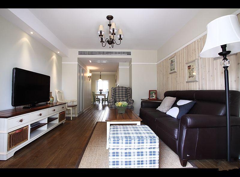 后现代风格两室两厅20平米客厅真皮沙发装修效果图