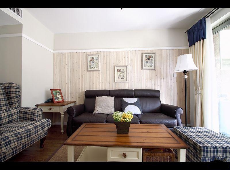 现代风格公寓30平客厅格纹沙发搭配效果图
