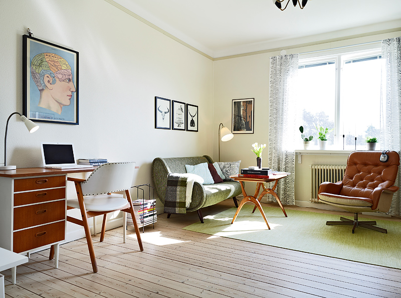 北欧风格单身公寓50平客厅软装效果图