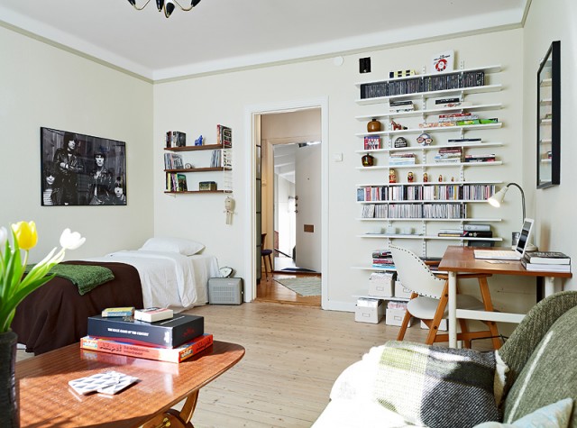 40平清新北欧风单身公寓客厅装修效果图
