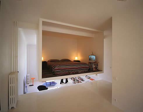 简约舒适错层公寓 有序放大空间 简约风格,二居室装修,公寓装修,卧室,床
